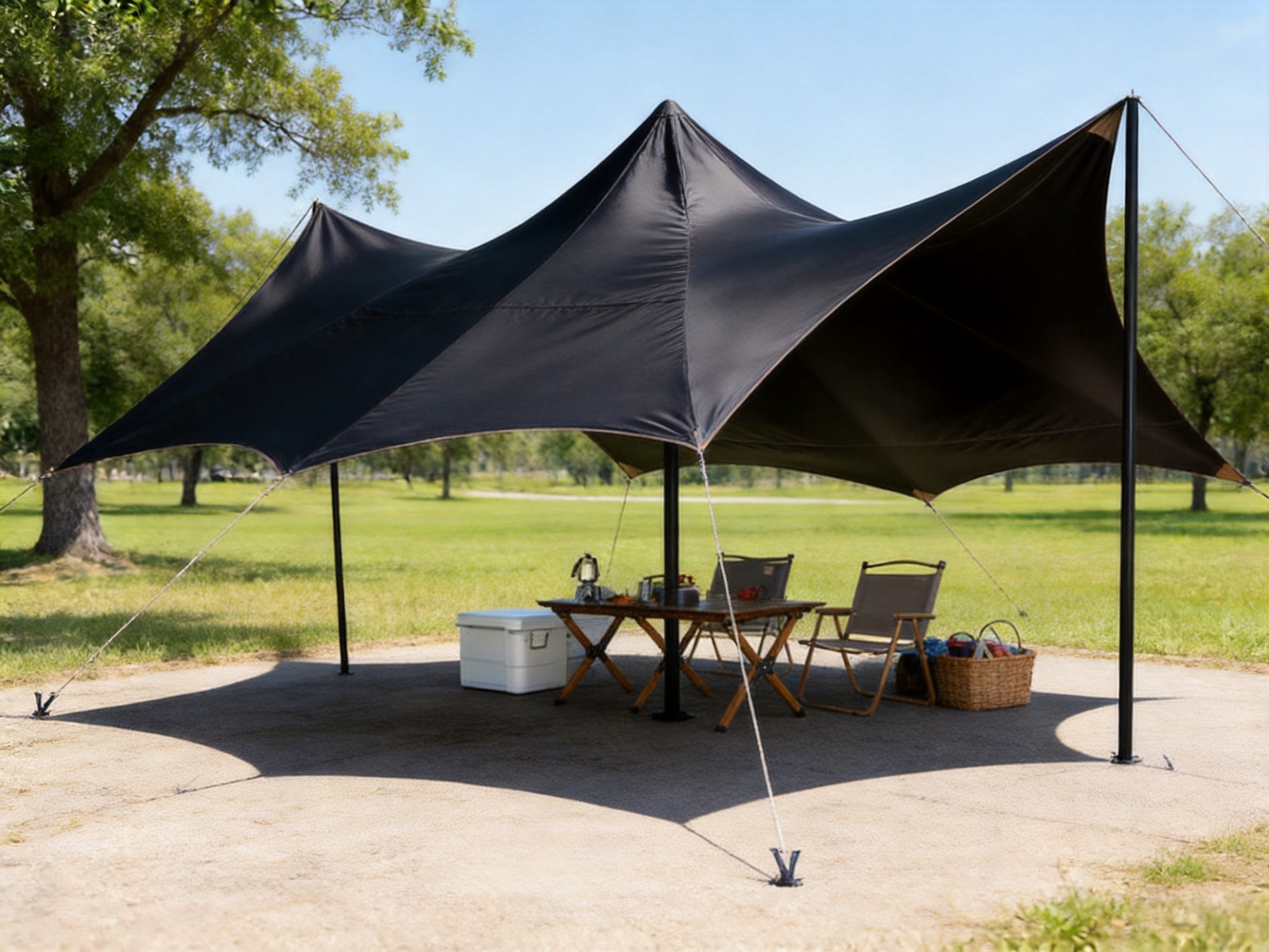 Black Vinyl Butterfly Canopy for Reliable Outdoor Shade and Shelter